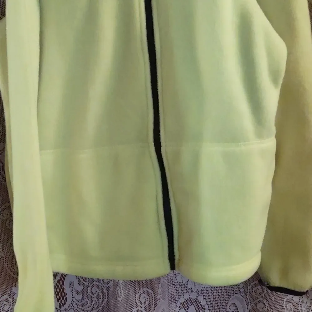 Place Kids 10-12 Neon green‎ Zip Fleece Jacket Pockets Thumb loop